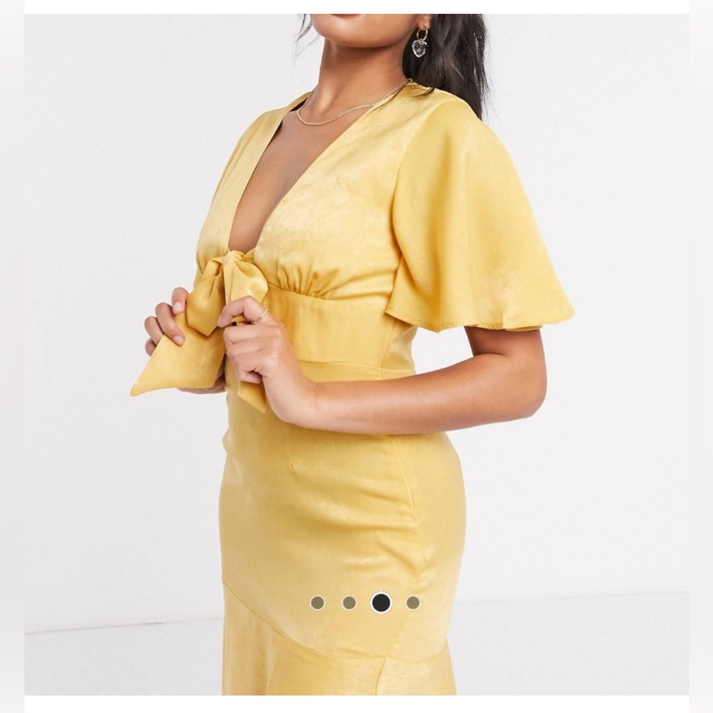 ASOS Yellow Ruffled Tiered Sundress with Flutter Sleeves - Picture 9 of 10